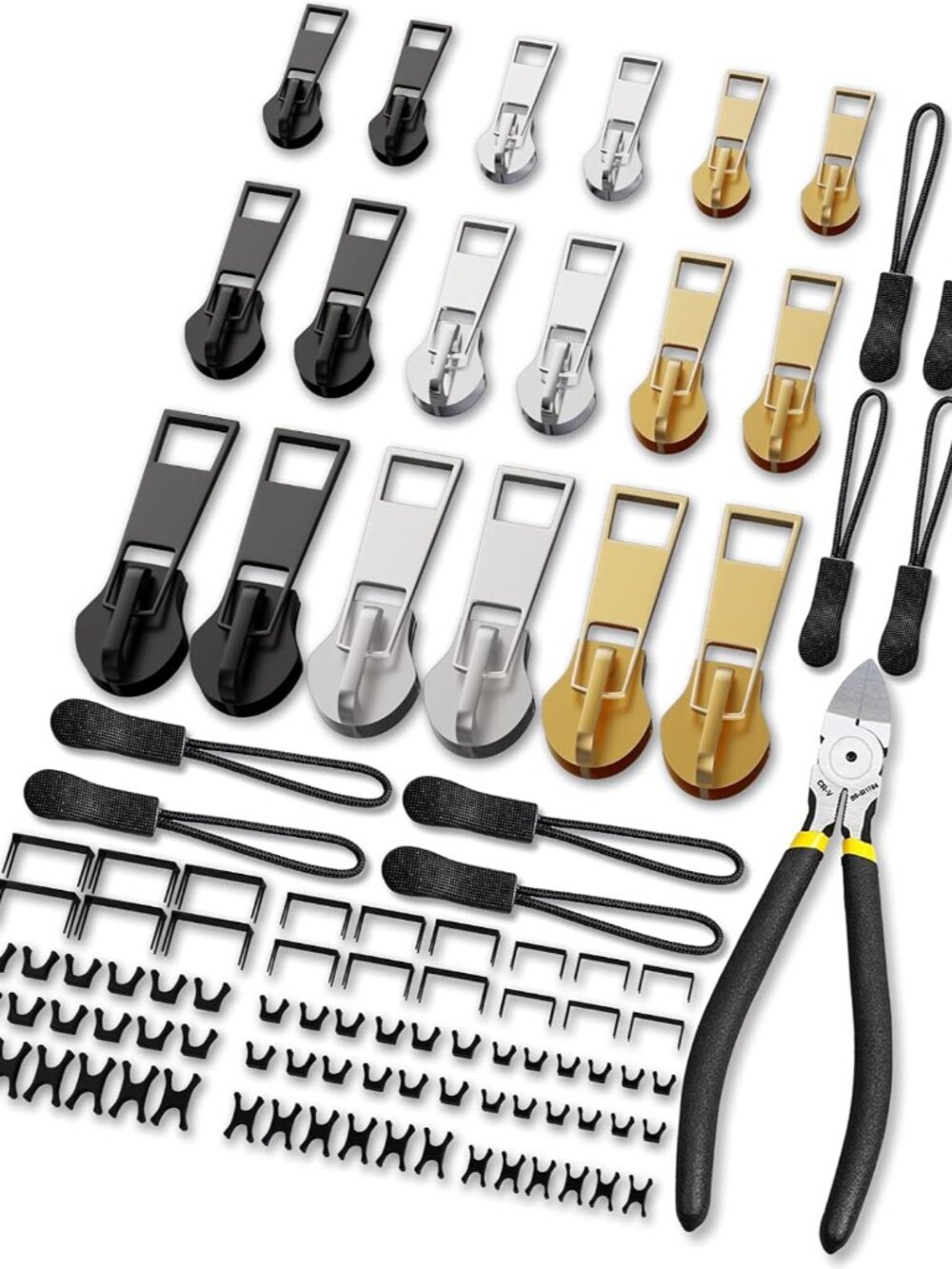 Zipper Repair Kit, Upgraded Zipper Replacement Slider Kit 99 PCS, Include Zipper